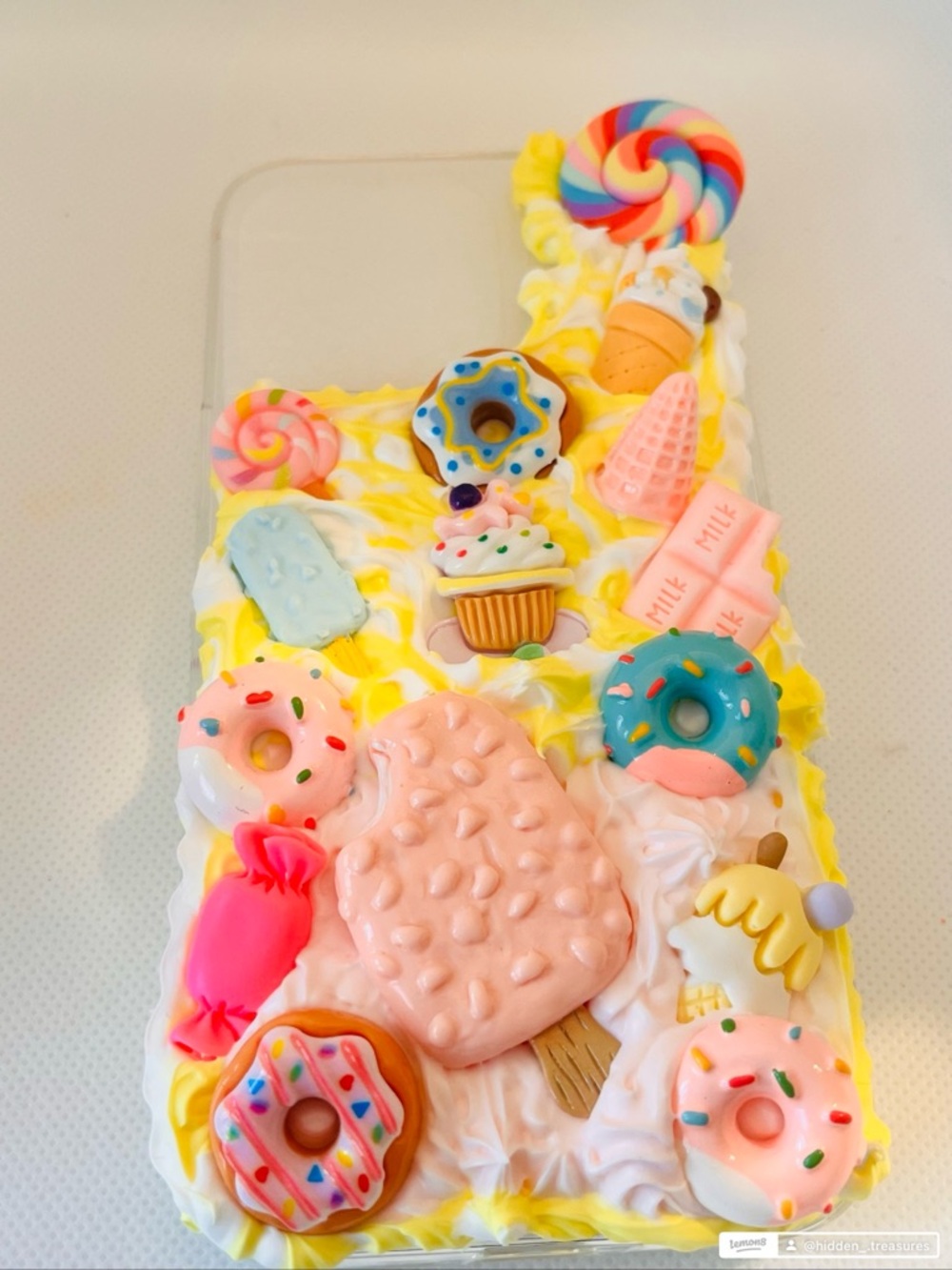Handmade Kawaii Phone Case  Candy & Dessert Case - Yellow Base Kawaii - Picture 3 of 4
